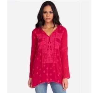 Johnny Was Taya hot pink/red embroidered tunic size medium (might fit large!)